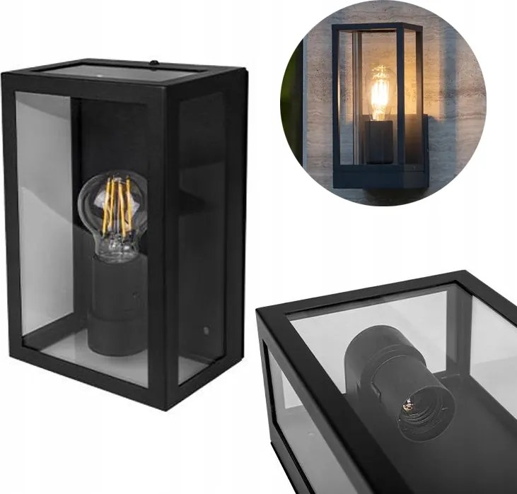 Kerti Fali Lámpa Homlokzati Kültéri Fali Lámpa 1XE27 IP44 Clear