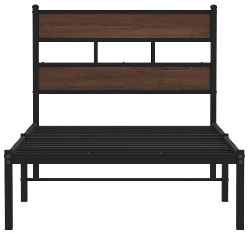 barna tölgy színű fejtámlás ágykeret matrac nélkül 100 x 200 cm