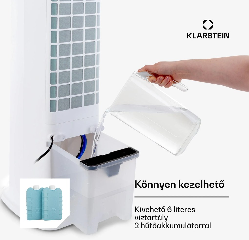 Klarstein Skytower 360° Smart, léghűtő, 60 W, 450 m³/ó, 6 liter, hordozható