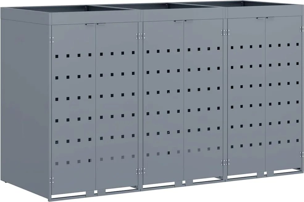 vidaXL Gurulós kuka tároló 3 kukához Világosszürke