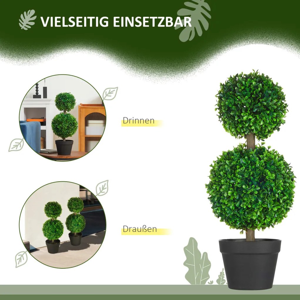 Műnövény szett, 2 db buxus, cserépben 60cm magas