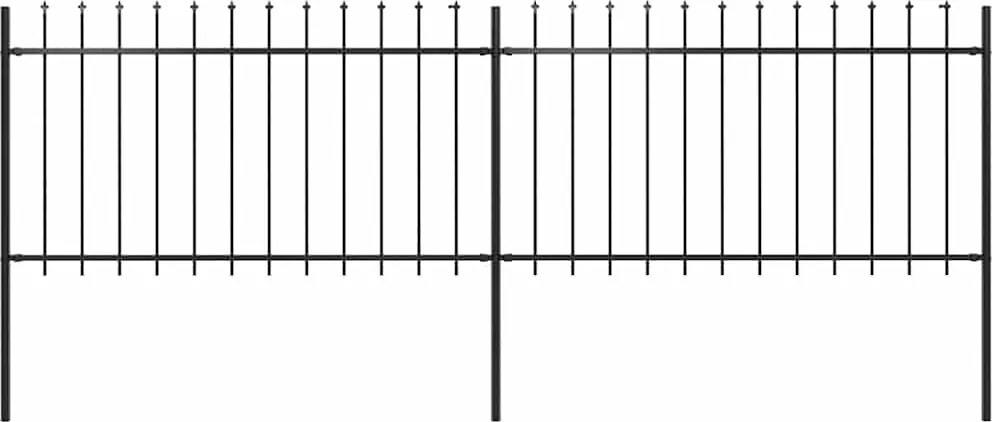vidaXL fekete acél kerti kerítés lándzsás tetejű 359 x 100 cm