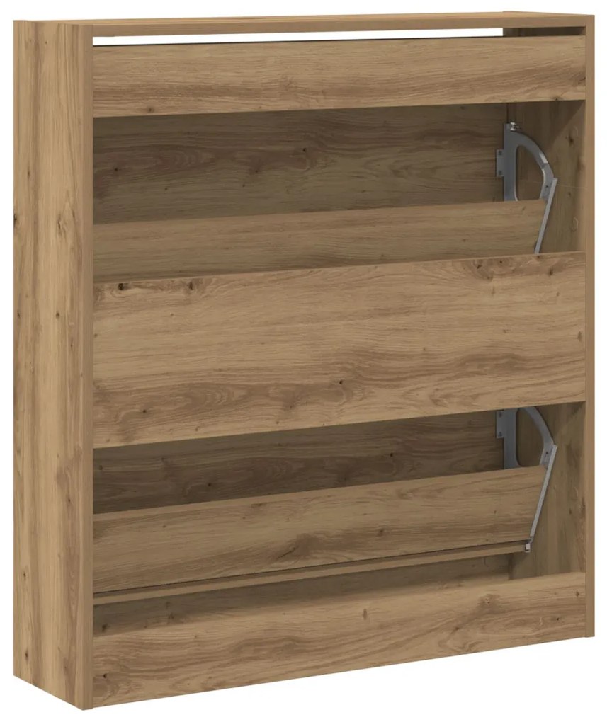 vidaXL Cipőtároló Fekvő Zsúfolt Tölgy 80x21x87,5 cm