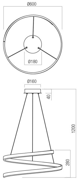 Redo 01-4013 - SCROLL LED dimmelhető kábeles függeszték LED/38W/230V fehér