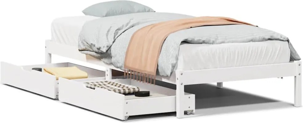 vidaXL fehér tömör fenyőfa ágy matrac nélkül 90 x 200 cm