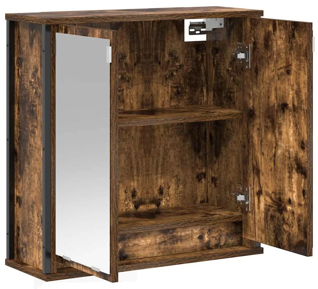 vidaXL füstölt tölgy fürdőszoba fali szekrény tükörrel 60x21x60 cm