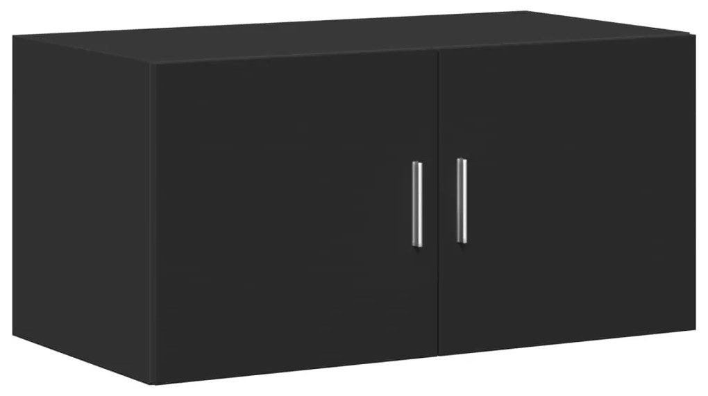fekete szerelt fa tárolószekrény 80 x 42,5 x 225 cm