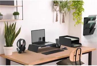 Prospektustartó, fém, fali, fekvő, A4, 3 rekesz, ALBA, fekete (BAP33)