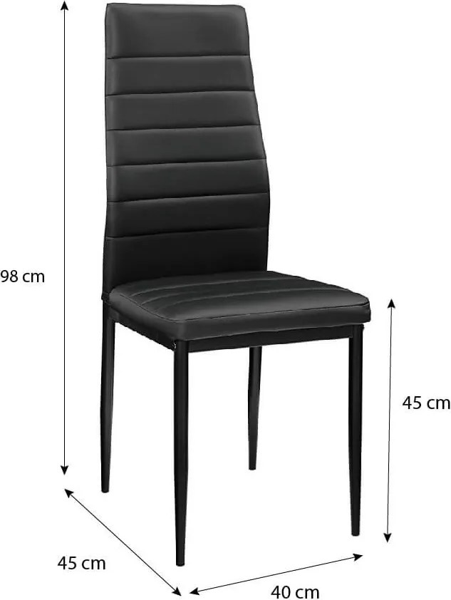 Maasix BKG Magasfényű Fekete 4 személyes étkezőszett Fekete Coleta székekkel N