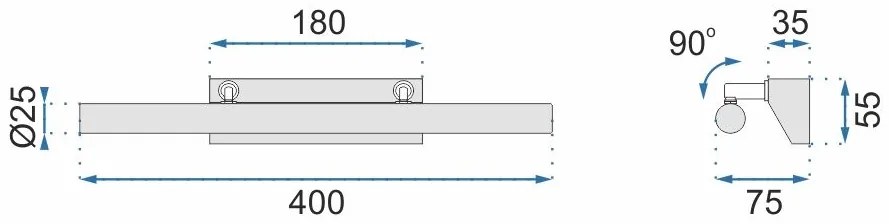 Szerszámlámpa - LED fürdőszobai lámpa tükör felett 5W 40CM APP361-1W, OSW-08427