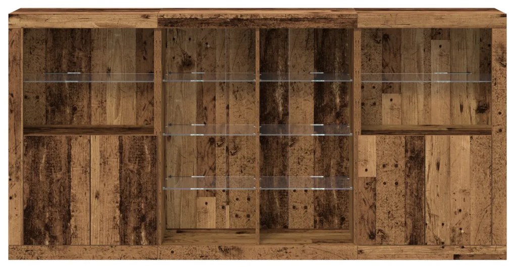 LED világítással ellátott oldal szekrény Öreg fa 202x37x100 cm