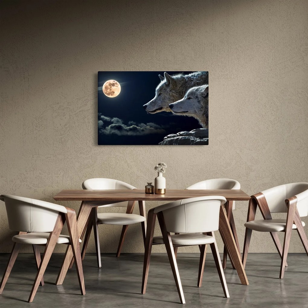 Farkas üvöltés a holdra képe (90x60 cm)