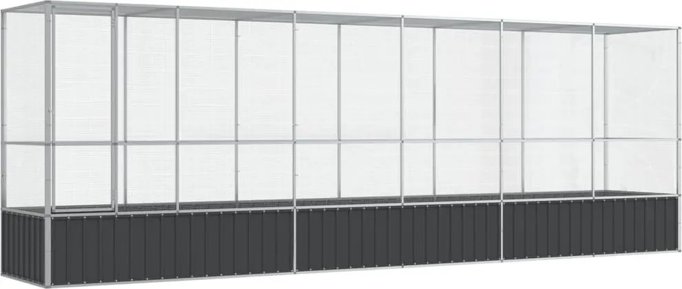 vidaXL ezüstszínű acél madárház bővítménnyel 626,5x107x212 cm