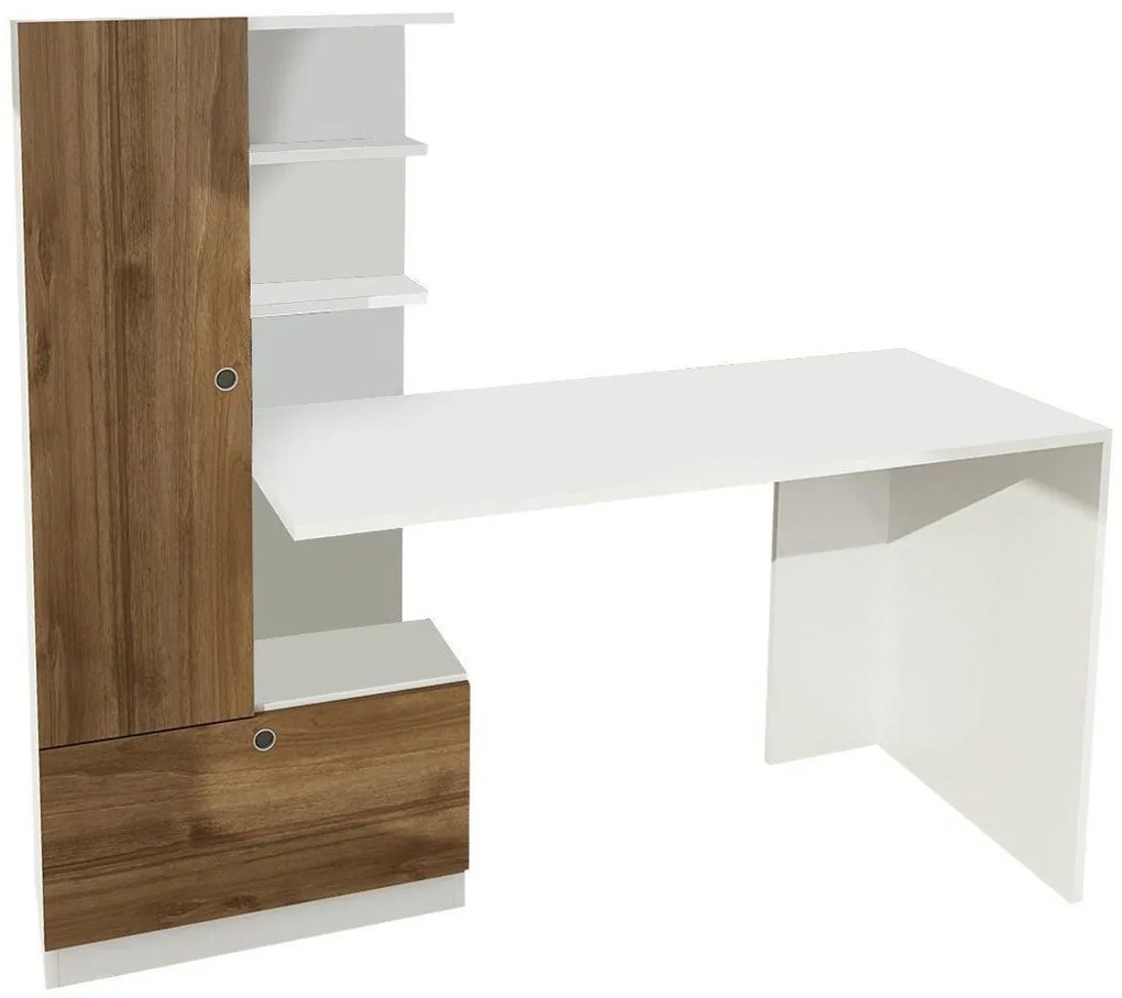 Íróasztal Domingos - White, Walnut