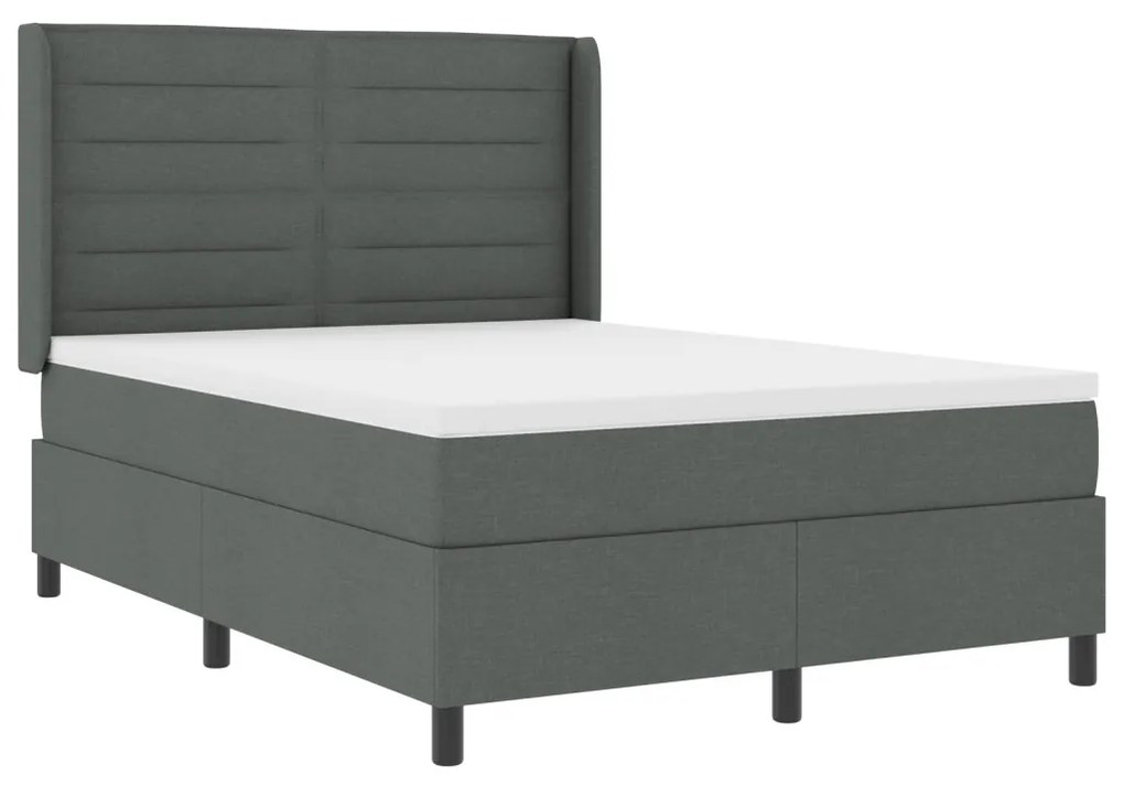 Boxspring Ágy Matrac - Sötétszürke, 140x200 cm, Szövet