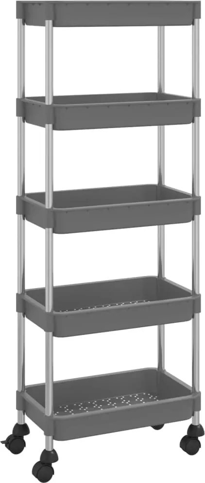 vidaXL 5 szintes szürke vas és ABS konyhai kocsi 42 x 29 x 128 cm