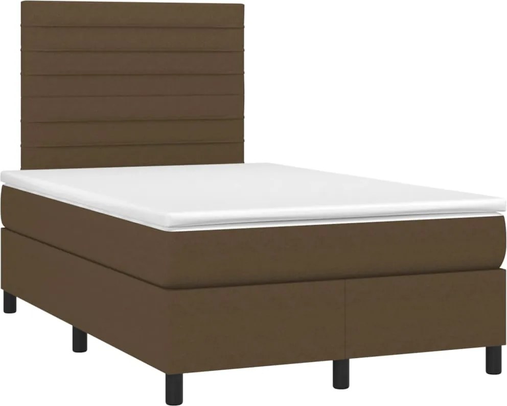 vidaXL sötétbarna szövet rugós ágy matraccal 120 x 190 cm