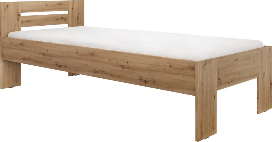 Ágy, 90x200, artisan tölgy, BASIS