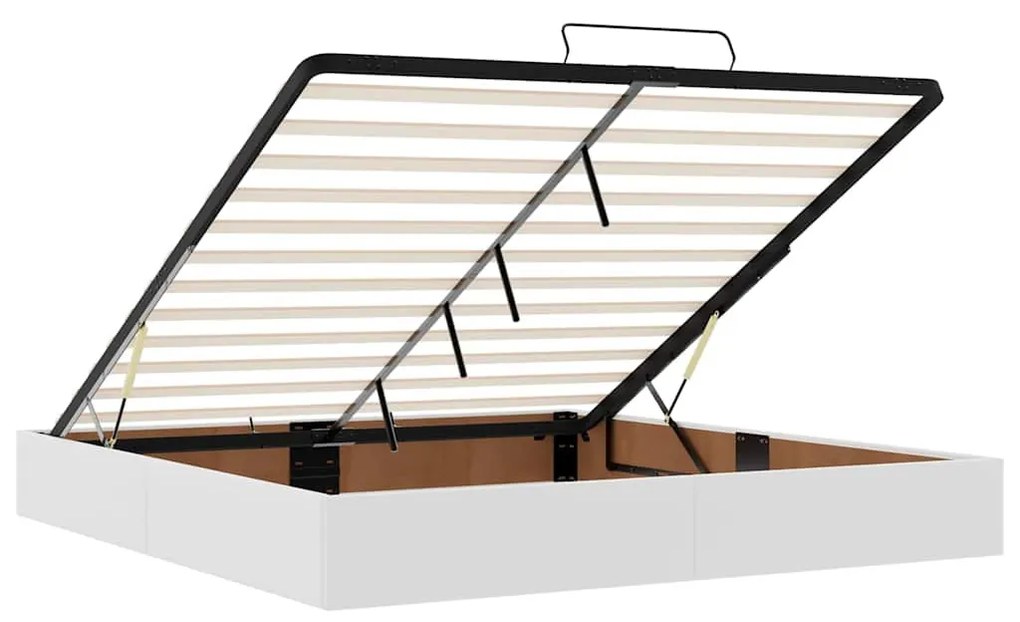 Ottomán ágykeret matrac nélkül fehér 200x200 cm műbőr