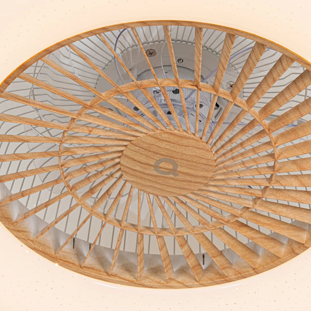 Mennyezeti ventilátor fa hatású, csillaghatással, 60 cm, dimmelhető LED-del és távirányítóval - Climo