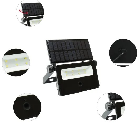 LED Napelemes reflektor érzékelővel NOCTIS LED/2W/1800 mAh 3,7V 6000K IP65