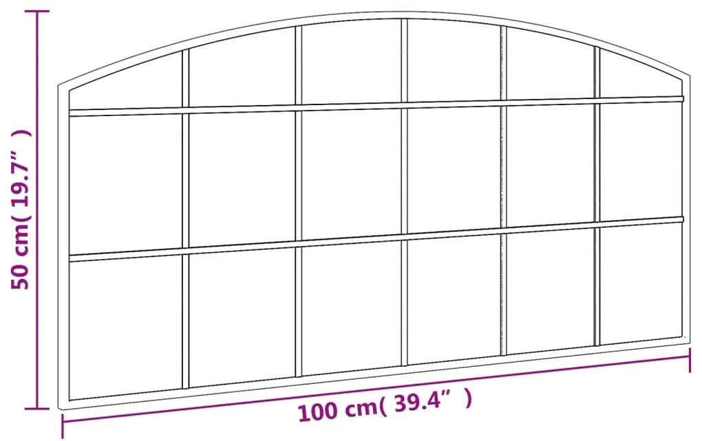 fekete ívelt vas fali tükör 100 x 50 cm
