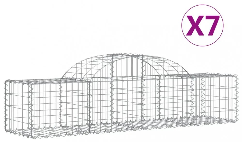 7 db íves horganyzott vas gabion kosár 200x50x40/60 cm