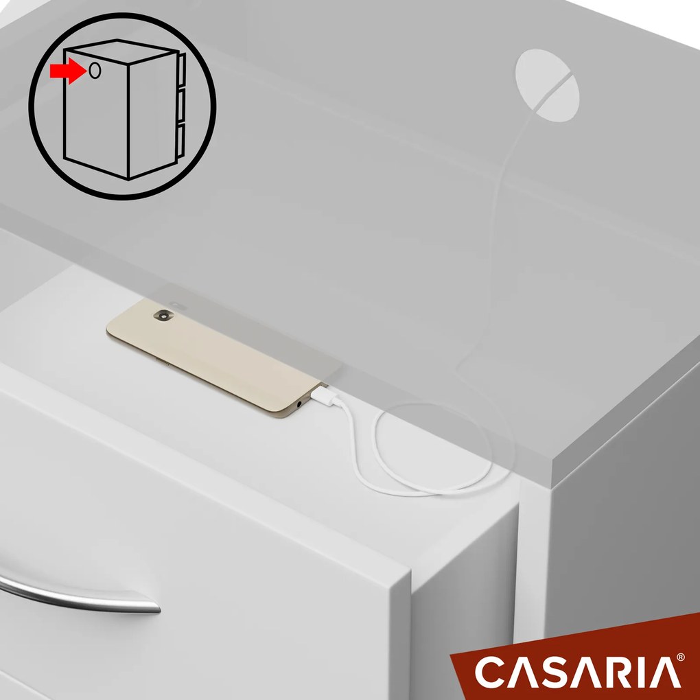 Casaria® Eloise éjjeliszekrény 54x39x28 cm - fehér