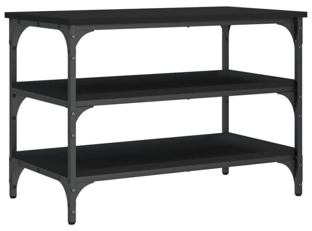 fekete szerelt fa cipőpolc 70x38,5x49 cm