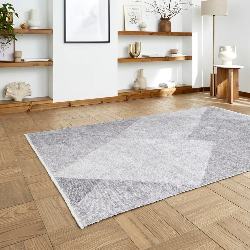 Világosszürke mosható pamutkeverék szőnyeg 122x170 cm Whisper – Think Rugs