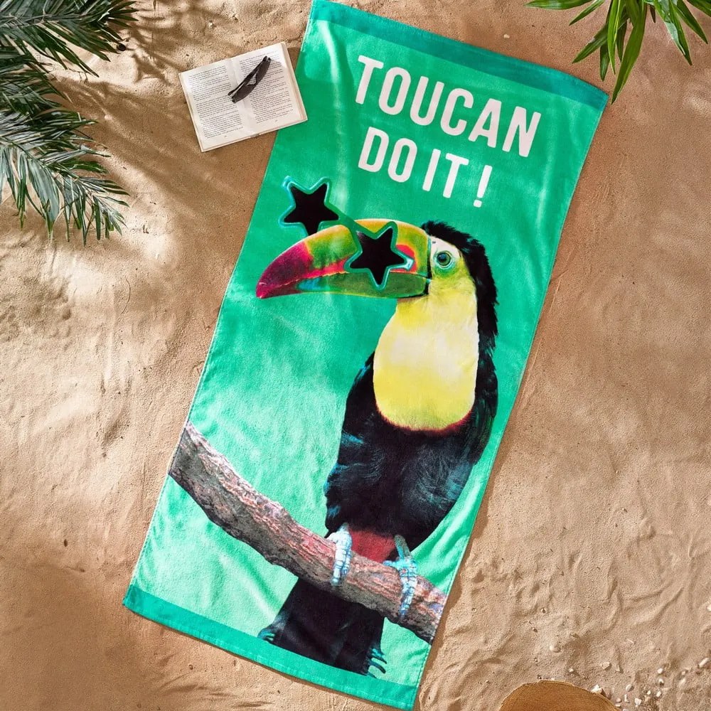 Zöld pamut strandtörölköző 76x160 cm Toucan Do It – Catherine Lansfield