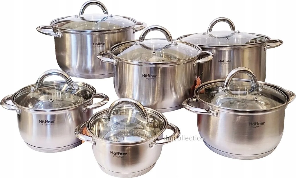 Edénykészlet Hoffner Rozsdamentes Acél Edények 12 db-os 4361