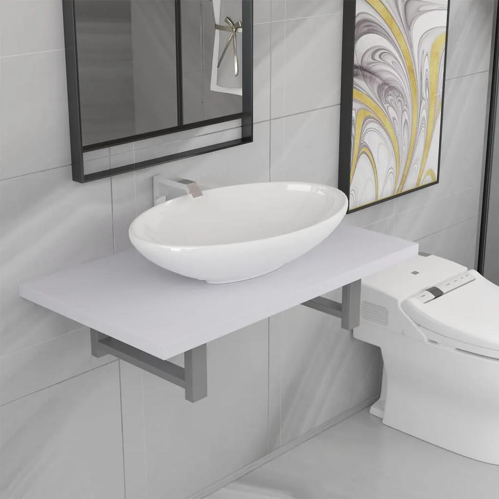 vidaXL 2-részes fehér kerámia fürdőszobai bútorszett