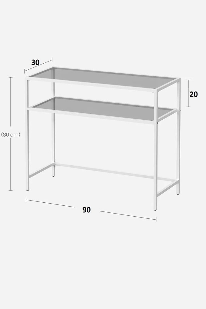 Üveg komód, fehér, 90 cm
