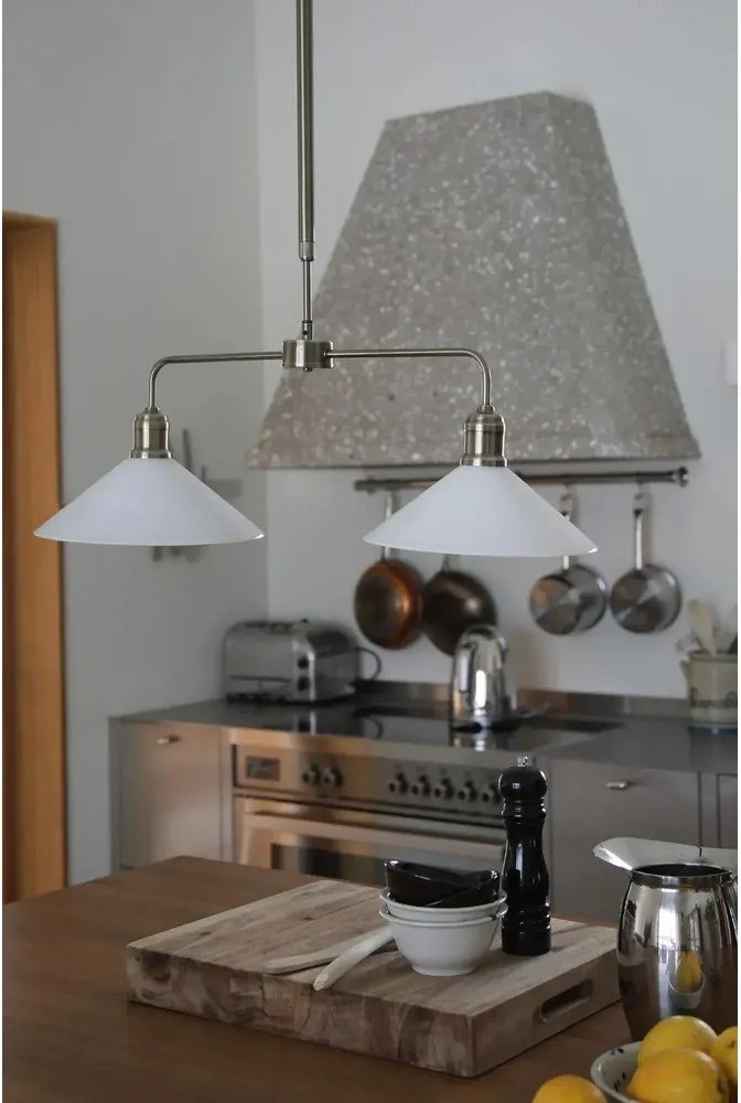 Fehér-sárgaréz színű fém függőlámpa üveg búrával Vela – Markslöjd