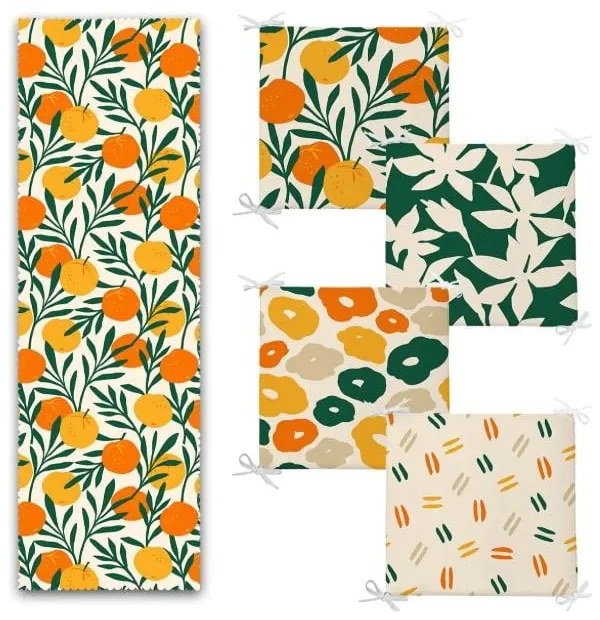 Asztali futó és székpárna szett 5 db-os Orange – Mila Home