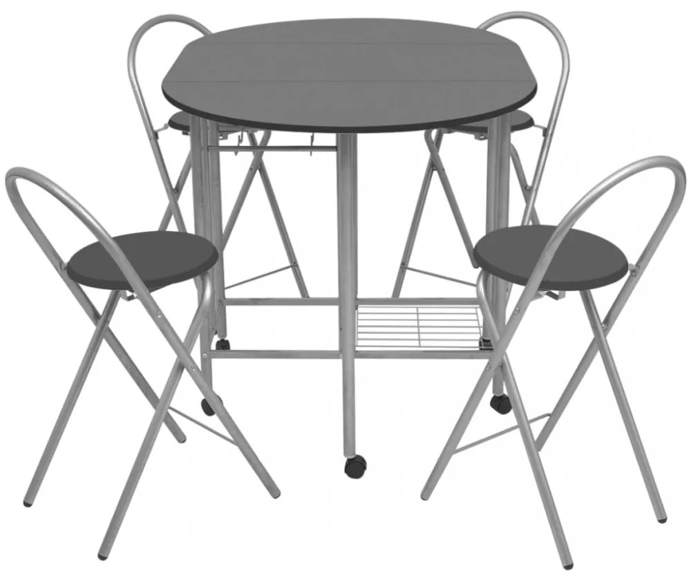 vidaXL 5 darabos, fekete összecsukható MDF étkezőgarnitúra