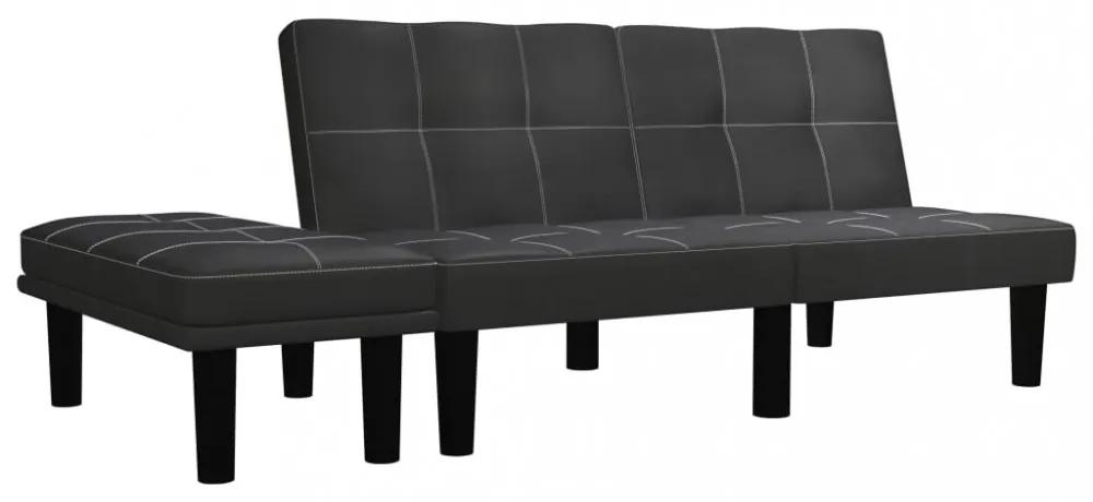 Kétszemélyes fekete műbőr kanapé