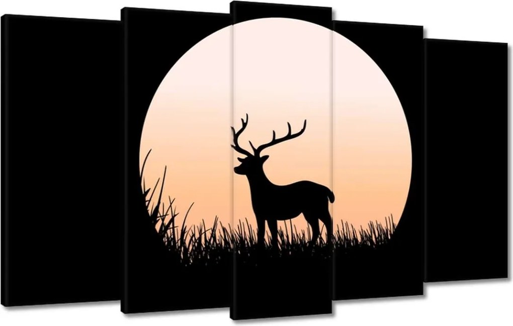 Vászonkép 100x60 Szarvas sziluett éjszaka