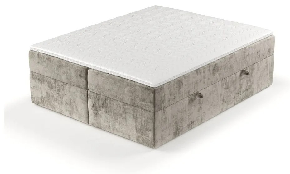 Világosbarna ágyneműtartós boxspring ágy 140x200 cm Yoko – Maison de Rêve