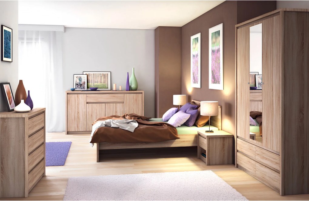 Éjjeliszekrény, DTD laminált, tölgy sonoma, NORTY