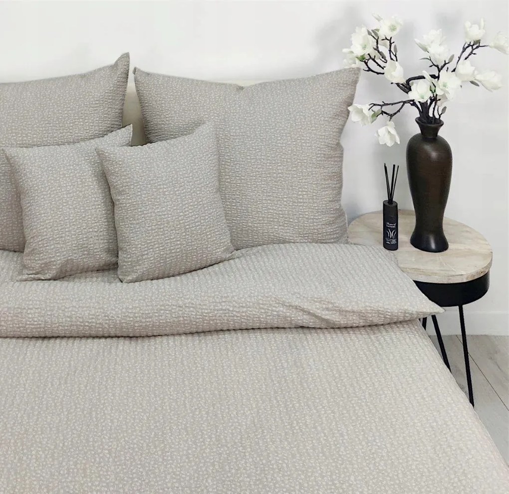 Ágyneműhuzat Prémium virágos apró fehér bézs alapon 160x200