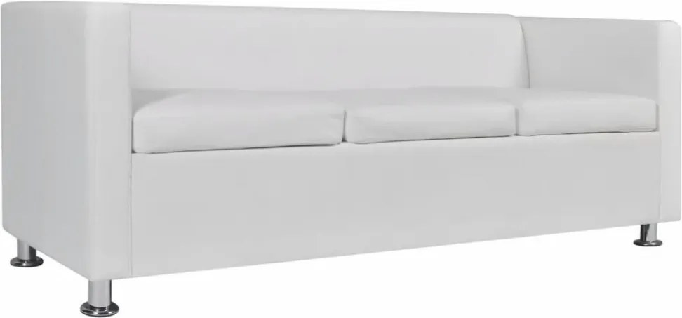 Fehér 3 személyes és 2 személyes karfás műbőr kanapészett