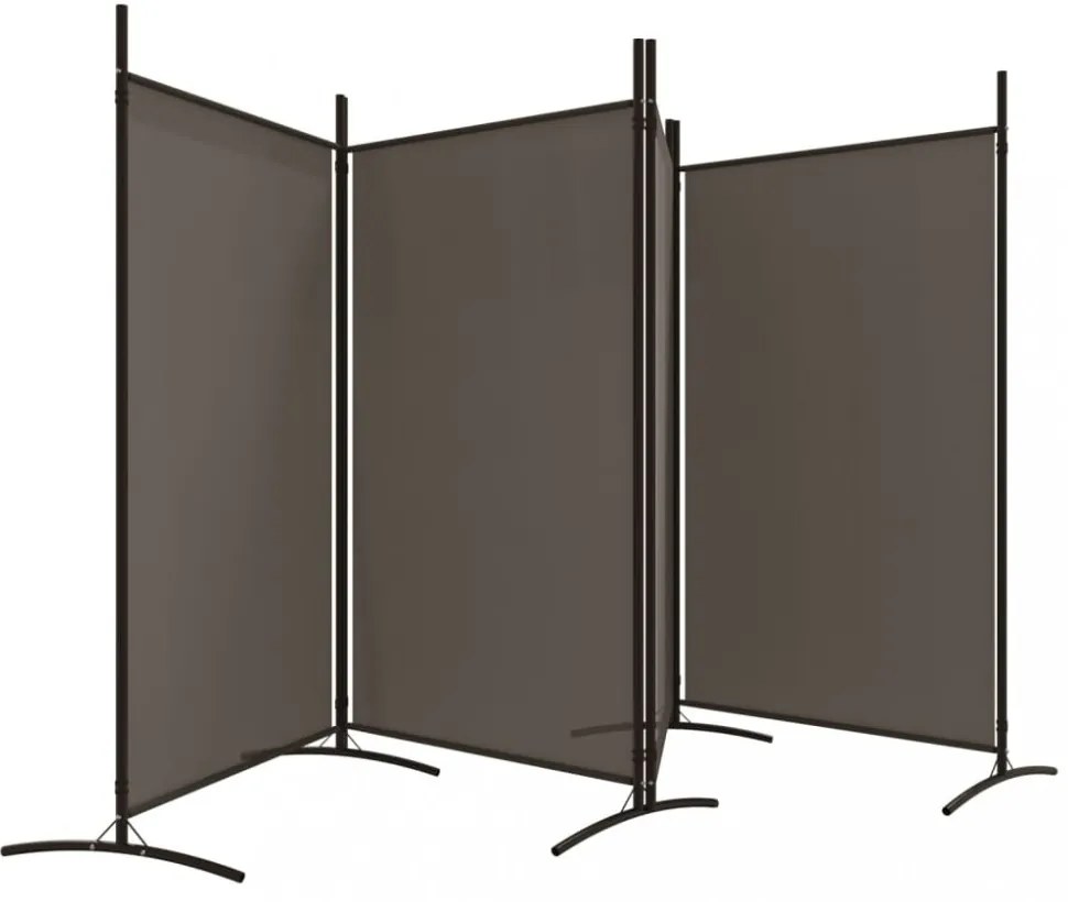 4 paneles antracitszürke szövet térelválasztó 346x180 cm