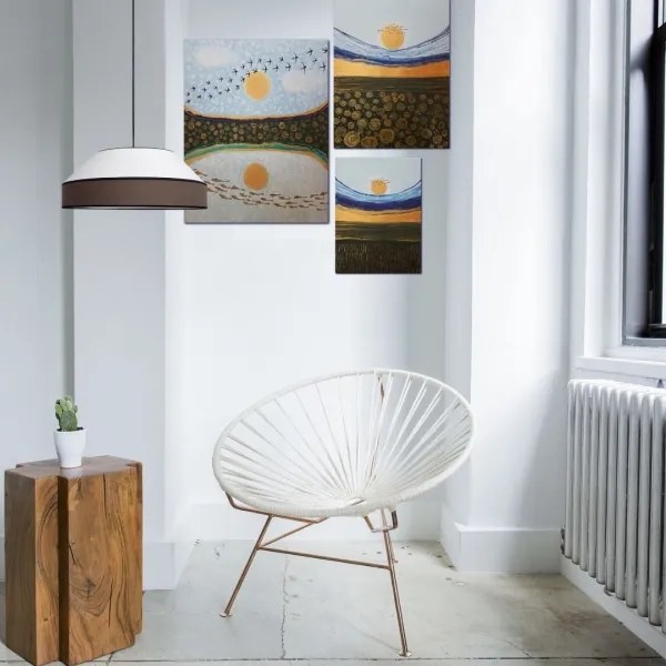 Csillár zsinóron MANISO 1xE27/60W/230V átm. 45 cm fehér/barna