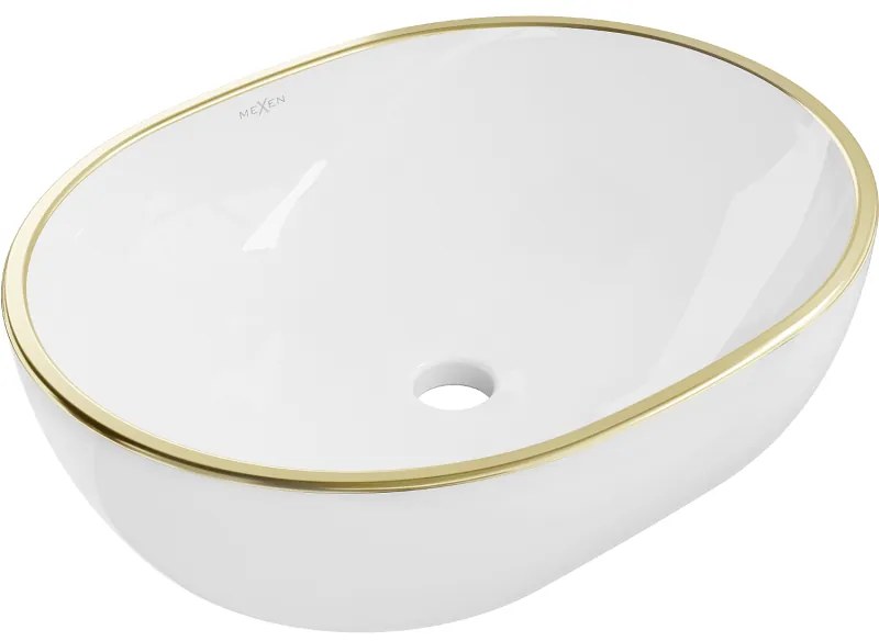 Mexen Viki 48 x 35 cm-es, fehér/arany szegélyű pult feletti mosdó - 21054805