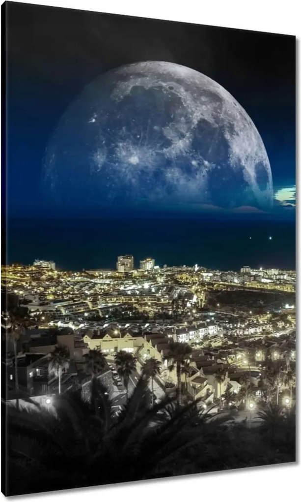 Vászonkép 70x100 Hold a város felett Éjszaka