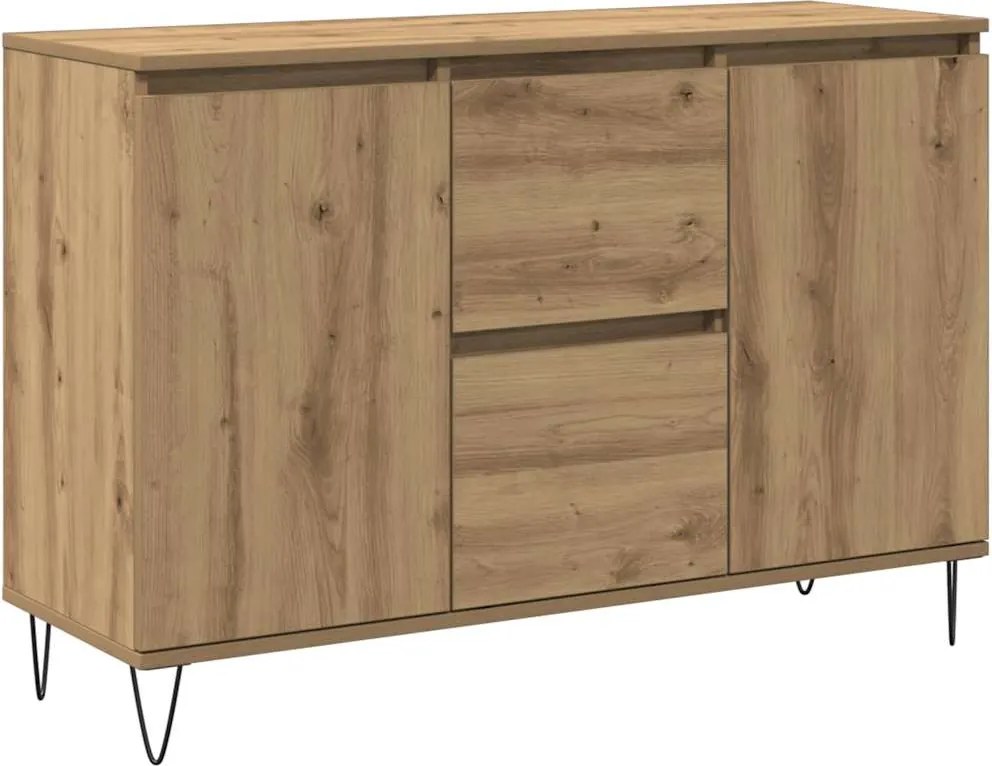 vidaXL kézműves tölgy színű szerelt fa tálalószekrény 101,5 x 35 x 70 cm