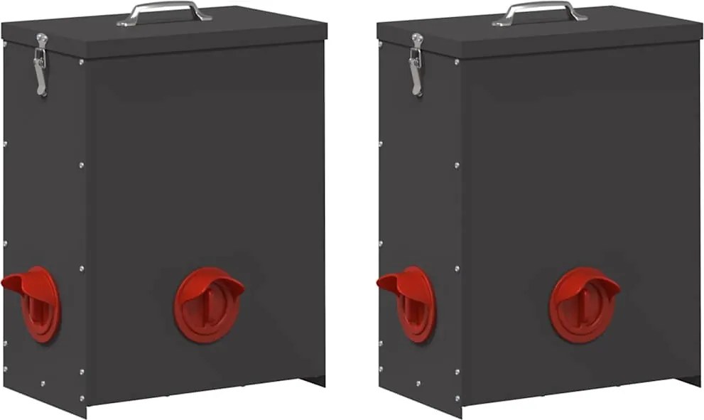 vidaXL Csirke etető 2 pcs Fekete 32,5 x 20,5 x 43 cm