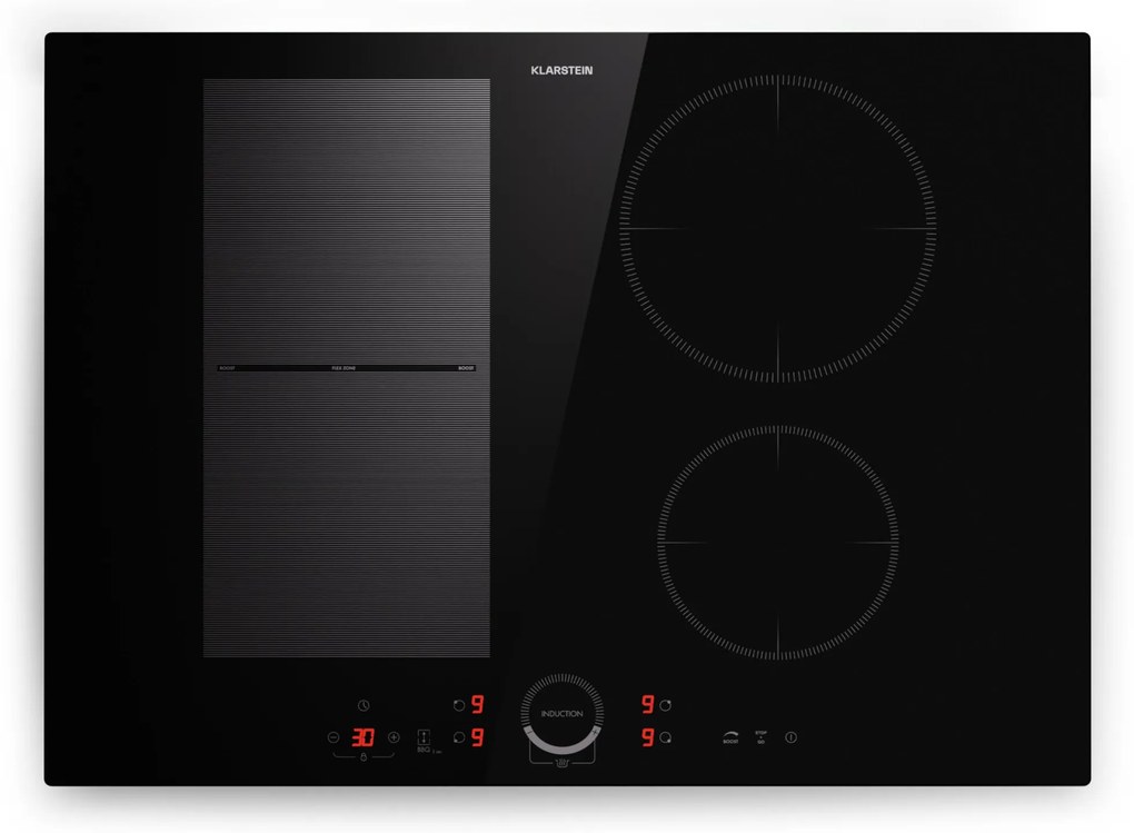 Klarstein Delicatessa 70 Hybrid, beépített indukciós főzőlap, 4 zóna, 7000 W, üvegkerámia